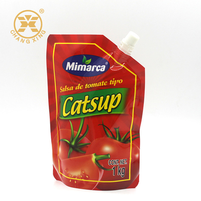 Food Grade Plastic 1KG Tomato Ketchup Pouch With Spout