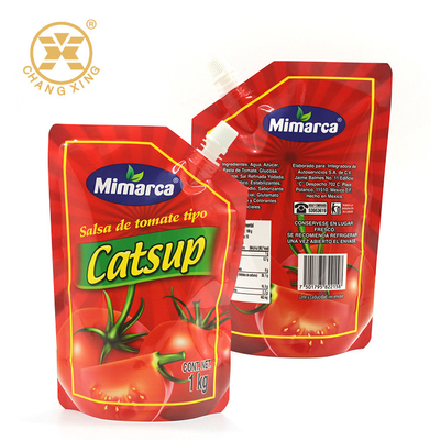 Food Grade Plastic 1KG Tomato Ketchup Pouch With Spout