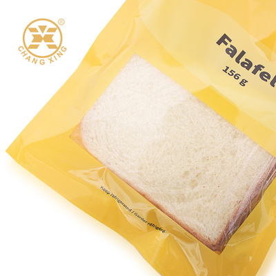 Food Quality Bakery Cake Falafel Bread Flexible Pouch Packaging With Clear Window