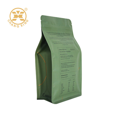 Custom Printed Flat Bottom Ziplock Aluminium Foil Bag 12oz For Coffee Packaging
