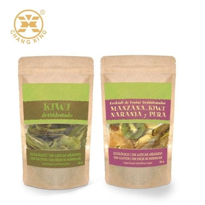 Customizable Dry Fruit Packaging Bags Food Grade Kraft Paper With Zipper