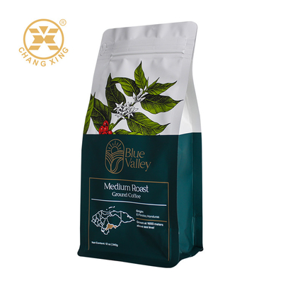 Custom Ziplock Flat Bottom Coffee Bags Stand Up Zipper Coffee Bags 250g 500g 1kg