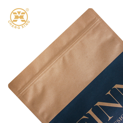 Eco Friendly Zipper Pouch Custom Printed  Kraft Paper Coffee Bags With Valve Zip Lock Food Grade Packaging