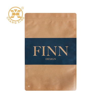 Eco Friendly Zipper Pouch Custom Printed  Kraft Paper Coffee Bags With Valve Zip Lock Food Grade Packaging