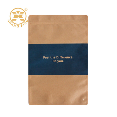 Eco Friendly Zipper Pouch Custom Printed  Kraft Paper Coffee Bags With Valve Zip Lock Food Grade Packaging