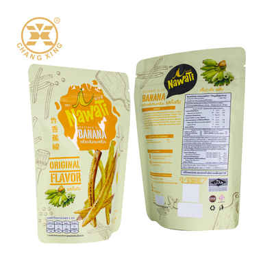 OEM ODM Food Grade Snack Food Packaging Bag Puffing Packing Bag Plastic Zipper Pouch For Fried Banana Strips Chips