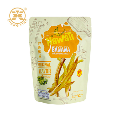 OEM ODM Food Grade Snack Food Packaging Bag Puffing Packing Bag Plastic Zipper Pouch For Fried Banana Strips Chips