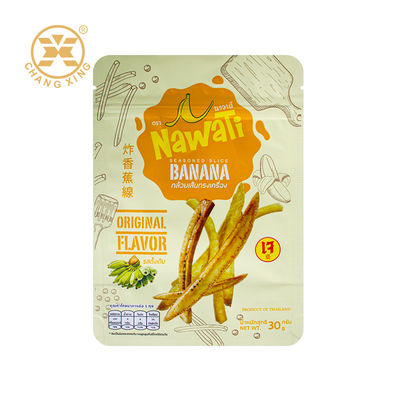 OEM ODM Food Grade Snack Food Packaging Bag Puffing Packing Bag Plastic Zipper Pouch For Fried Banana Strips Chips