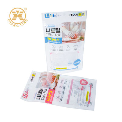 Gravure Printing Packaging Bag Laminated Zipper Pouch With Transparent Window  For Disposable Gloves