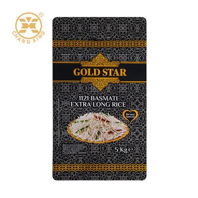 Custom Plastic 5kg Rice Packaging Bags Resealable Zip Lock Pouch Printed Rice Bag with Handle Flat Bottom Bags