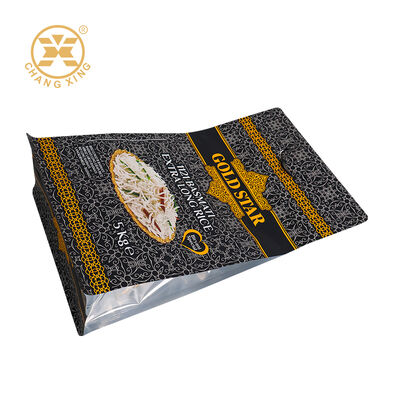 Custom Plastic 5kg Rice Packaging Bags Resealable Zip Lock Pouch Printed Rice Bag with Handle Flat Bottom Bags