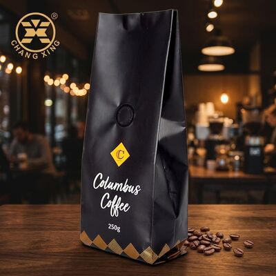 Custom 500g Capacity Stand Up Pouch Coffee Packaging Bags with Resealable Zipper and One-Way Degassing Valve