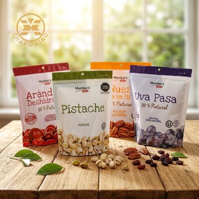 LDPE BOPP Frosted Clear Stand Up Pouch Mylar Packing Bags For Dry Fruits Nuts Snack