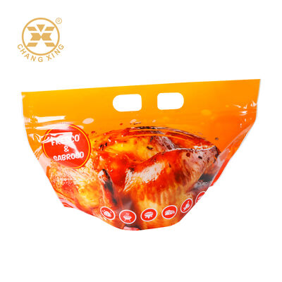 Custom Printed Microwaveable Anti Fog Zipper Top Roast Chicken Packaging Bag