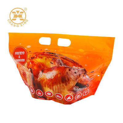 Custom Printed Microwaveable Anti Fog Zipper Top Roast Chicken Packaging Bag