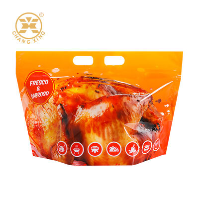 Custom Printed Microwaveable Anti Fog Zipper Top Roast Chicken Packaging Bag