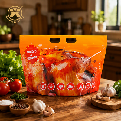Custom Printed Microwaveable Anti Fog Zipper Top Roast Chicken Packaging Bag