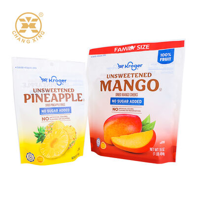 Custom Print Resealable Zipper Plastic Dry Fruit Dried Mango Pineapple Slices Packaging Bags Stand Up Pouch Bags