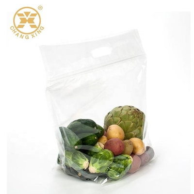 1KG Perforated Poly Gravure Zip Pouch Clear Plastic Bags For Packaging Salad