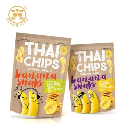 Gravure Food Grade Banana Snack Packaging Bags Stand Up Thai Chips Plastic Zip Lock
