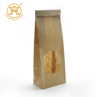 PEO BOPP Standing Zipper Bakery Bread Packaging Paper Bag With Clear Window