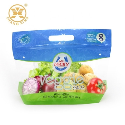 CPP PET Eco Friendly Stand Up Pouches Plastic Bags For Packaging Vegetables With Holes