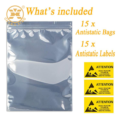 Electronic Transparent Plastic Shielding Zip Lock Metalized Anti Static Bags Bag For Packaging