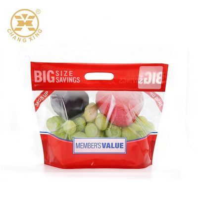New Arrival Custom Logo Resealable 3kg Fruits Vegetable Plastic Zip Lock Food Packaging Bag With Clear Window and Handle