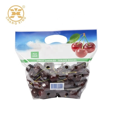Grape Antifog Handle Transparent Stand Up Pouch With Zipper VMPET Fresh Fruit Packaging