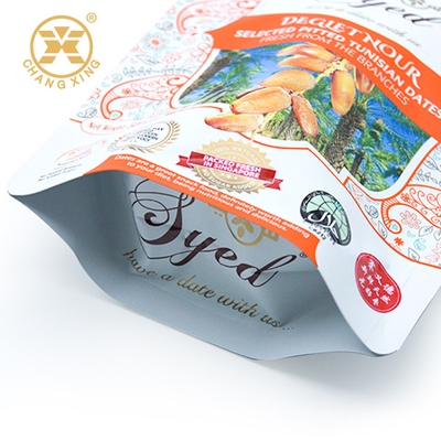 CPP Doy Pack Pitted Dates Printed Zip Lock Food Packaging Bags With Butterfly Ziplock