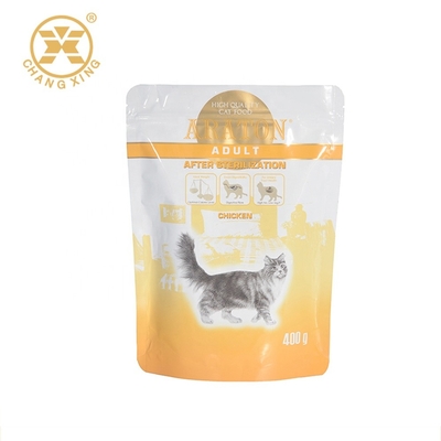 Environmental Glossy PE Pet Food Packaging Bag 20kg 25kg Standing Zipper Pouch