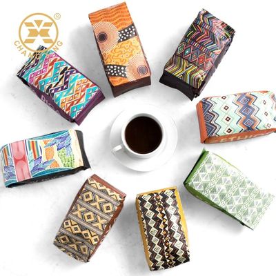 Quality  CPP Resealable Coffee Packaging Bags With Valve Flat Bottom Stand Up Pouch factory