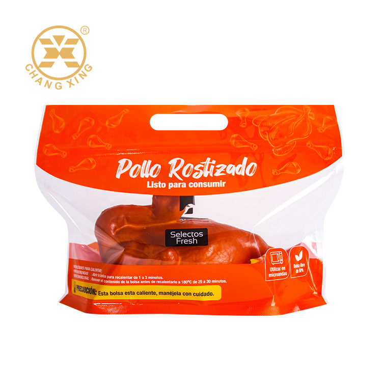 Custom Microwave Hot Grilled Roast Chicken Bags Stand Up Pouch Rotisserie Anti-fog Roasted Packaging Chicken Bag