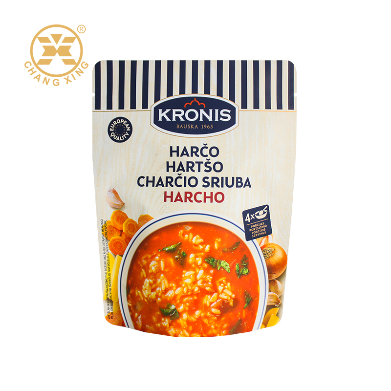 Custom Printed Food Packaging Bag Food Grade Laminated Heat Sealed Stand Up Bag For Meat Fish Rice Soup