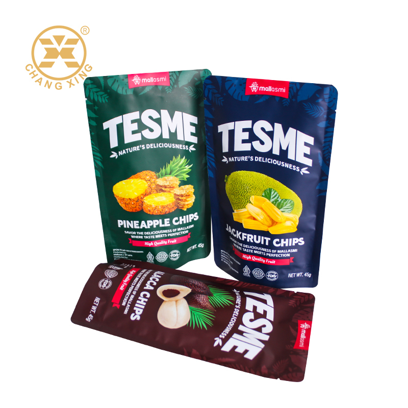 Custom Printed Stand Up Chips Bag with Zipper Top