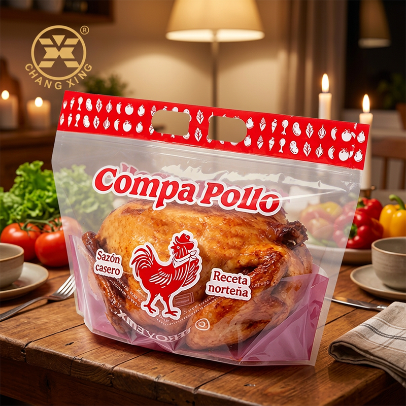 Custom Printed Anti-Fog Roast Chicken Packaging Bags with Zipper and Customizable Micro Vent Holes Heat Resistant Up to 120°C