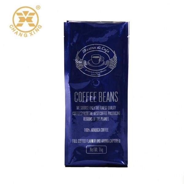 0.5kg Glossy Blue Coffee Bean Packaging Bags With Valve Vacuum Pack Bags For Food Roasted Bean