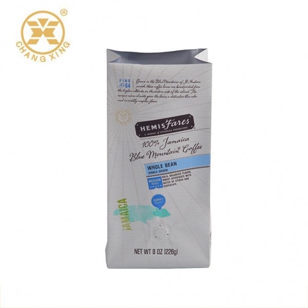 Food Grade AL PE Plastic Coffee Packaging Bags 4 Oz Coffee Bags With Valve