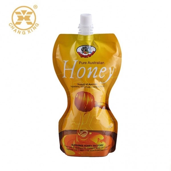 1L 2L Honey Bear Plastic Printed Laminated Packaging Film Roll Stand Up Pouches For Liquids