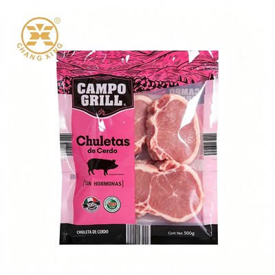 Custom Fresh Meat Packaging Bag With Clear Window Food Packaging Vacuum Sealed Bag For Frozen Shrimp Fish Beef Pork Steak